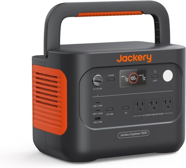 Jackery Explorer 1000 v2 Portable Power Station,1070Wh LiFePO4 Battery,1500W AC/100W USB-C Output