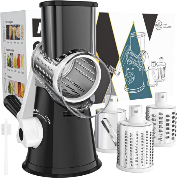 Cambom Rotary Cheese Grater Hand Crank Cheese Shredder for Fresh Cheese, Vegetable,