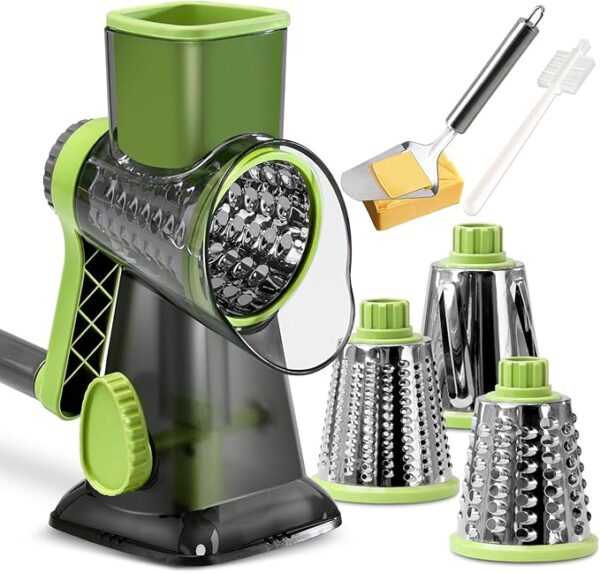 KEOUKE Rotary Cheese Grater with Handle Vegetable Cheese Shredder Slicer Grater for Kitchen